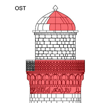 red marked = vacuum technology. Deep stone decay at the cupola, the balcony, the stalactites and script-ribbon